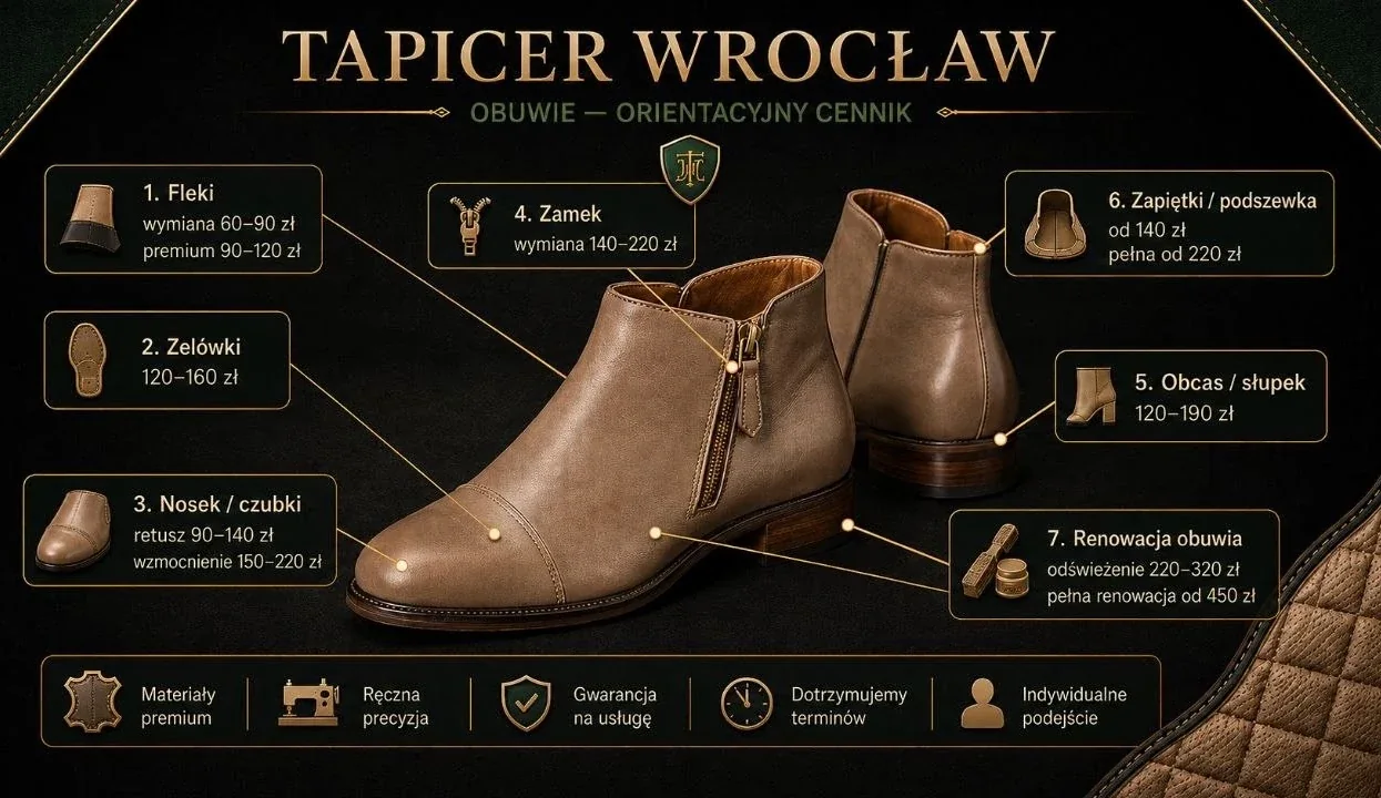 OBUWIE — orientacyjny cennik, Tapicer Wrocław